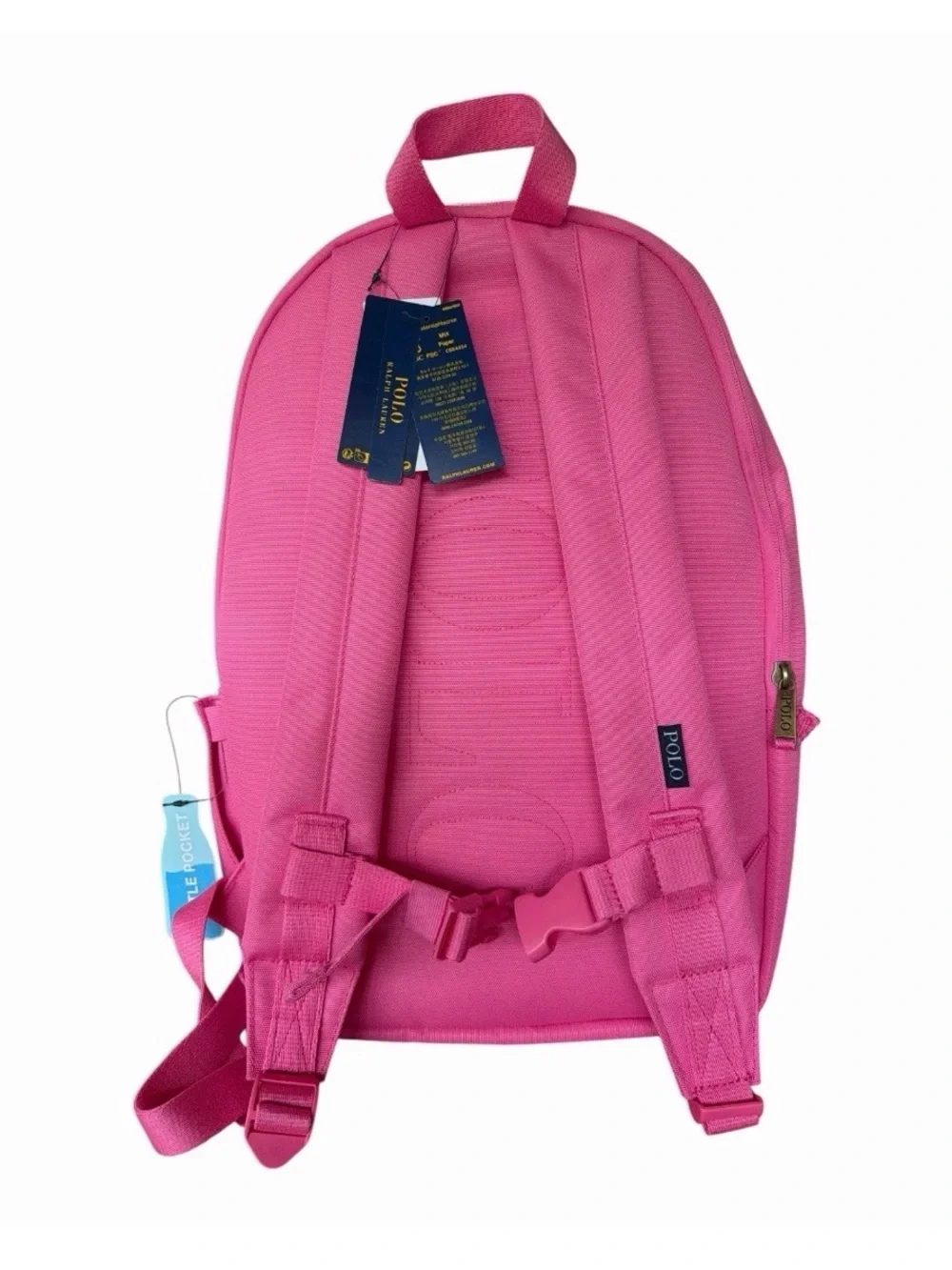 Polo Ralph Lauren Kids Girls Baja Pink Embroidered Bear School Laptop Backpack